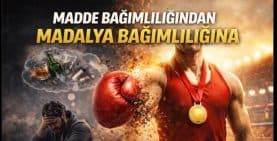 Madalya kazanan sporcu ve bağımlılık temasıyla ilgili görsel, madde bağımlılığından madalya bağımlıl.